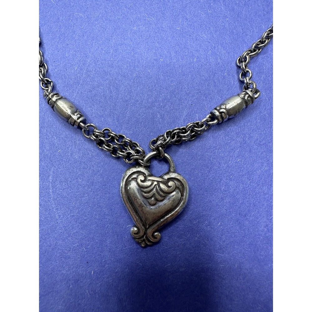 Brighton Necklace Bracelet Set Heart Creative Memories Silver Barrel Links - Picture 3 of 13